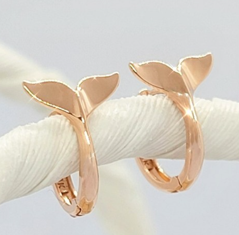 18k 라바레나 고래 꼬리 행운의 여성 원터치 링 금귀걸이