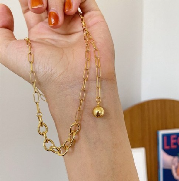 925 실버 빈티지 골드 클립체인 실버볼 펜던트 은목걸이 925목걸이 실버목걸이 네크리스