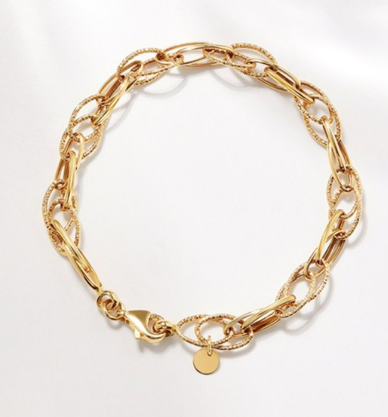 14k 브라이트오버랩 체인 팔찌(당일도착) 여성용 굵은클립 컷팅 할로우 볼드 레이어드 종로 금체인 심플 고급 선물추천