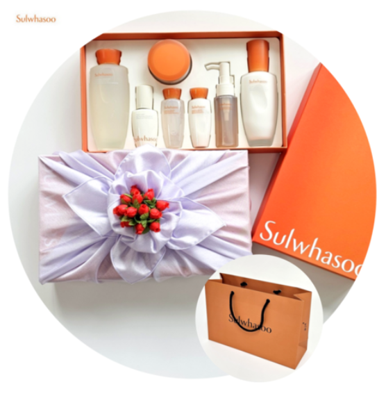 설화수 탄력 3종 대용량 백화점 꽃부케 보자기 포장 쇼핑백 선물세트